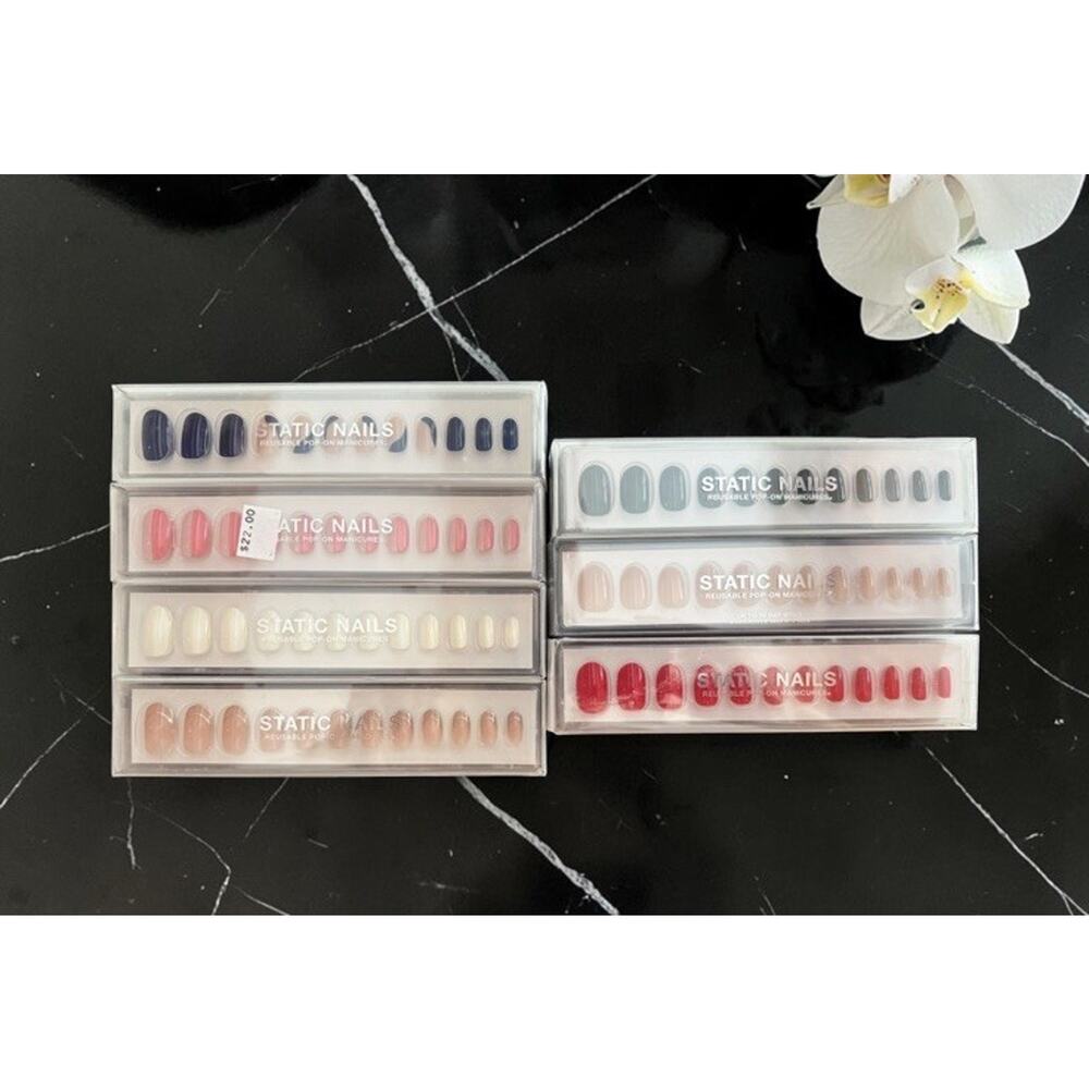 STATIC NAILS Reusable Pop-On Manicures FRONT ROW • SEXY RED • BARELY THERE ~ NIB